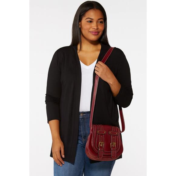 Nine West Burgundy Crossbody Shoulder Bag Small Adjustable Strap Buckle Detail - Picture 1 of 7